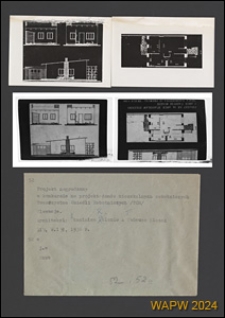 Projekt domów mieszkalnych robotniczych Towarzystwa Osiedli Robotniczych (TOR) w Warszawie - Konkurs SARP nr 60 : praca nr 94, nagrodzona (z premią). Zdj. 1, Elewacje, rzut