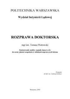 Zastosowanie analizy sygnału impact-echo do oceny jakości zespolenia w układach naprawczych betonu