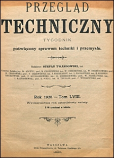 Przegląd Techniczny 1920 Spis Artykułów