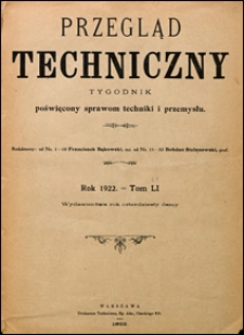 Przegląd Techniczny 1922 Spis rzeczy