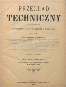 Przegląd Techniczny 1918 Spis Rzeczy