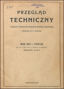 Przegląd Techniczny 1927 spis rzeczy