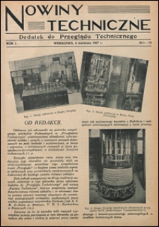Nowiny Techniczne. Dodatek do Przeglądu Technicznego 1927 nr 1-14