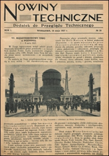 Nowiny Techniczne. Dodatek do Przeglądu Technicznego 1927 nr 20