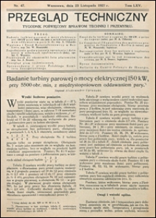 Nowiny Techniczne. Dodatek do Przeglądu Technicznego 1927 nr 47