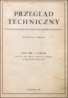 Przegląd Techniczny 1930 spis rzeczy