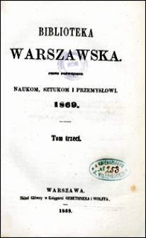 Biblioteka Warszawska 1869 t. 3