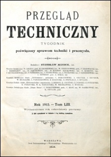 Przegląd Techniczny 1915 spis rzeczy