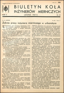 Biuletyn Koła Inżynier&oacute;w Mierniczych 1937 nr 8