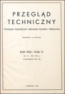 Przegląd Techniczny 1932 spis rzeczy