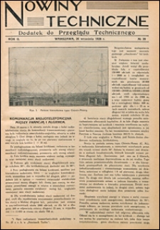 Nowiny Techniczne. Dodatek do Przeglądu Technicznego 1928 nr 39