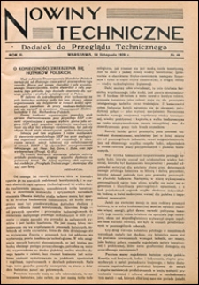 Nowiny Techniczne. Dodatek do Przeglądu Technicznego 1928 nr 46