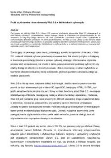 Profil użytkownika i inne elementy Web 2.0 w bibliotekach cyfrowych