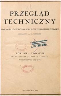 Przegląd Techniczny 1929 spis rzeczy