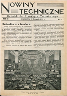Nowiny Techniczne. Dodatek do Przeglądu Technicznego 1929 nr 47-52
