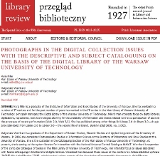 Photographs in the digital collection issues with the descriptive and subject cataloguing on the basis of the Digital Library of the Warsaw University of Technology
