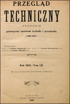 Przegląd Techniczny 1923 spis rzeczy
