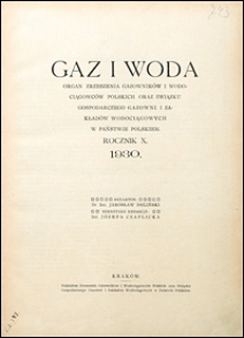 Gaz i Woda 1930 treść rocznika