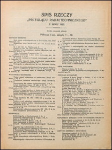 Przegląd Radjotechniczny 1923 spis rzeczy