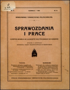 Warszawskie Towarzystwo Politechniczne. Sprawozdania i Prace 1929 nr 13