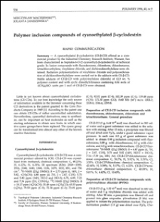 Polymer inclusion compounds of cyanoethylated P-cyclodextrin