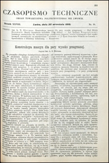 Czasopismo Techniczne 1910 nr 18