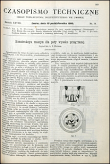 Czasopismo Techniczne 1910 nr 19