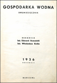Gospodarka Wodna 1936 Spis Rzeczy
