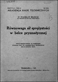 R&oacute;wnowaga sił spężystości w belce pryzmatycznej