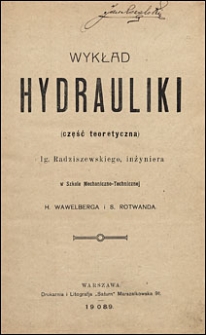 Wykład hydrauliki : (część teoretyczna)