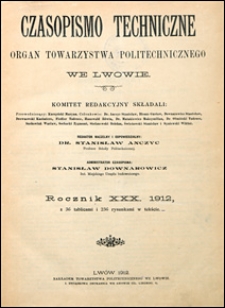 Czasopismo Techniczne 1912 Spis rzeczy
