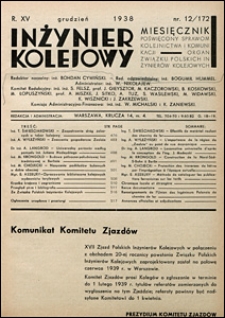Inżynier Kolejowy 1938 nr 12