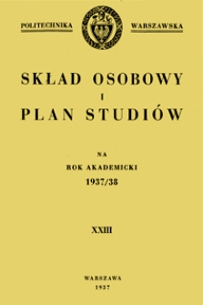 Skład osobowy i plan studiów na rok akademicki 1937/38