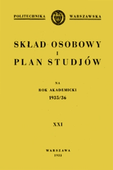 Skład osobowy i plan studiów na rok akademicki 1935/36