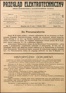 Przegląd Elektrotechniczny 1922 nr 14-15