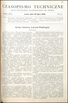Czasopismo Techniczne 1908 nr 14