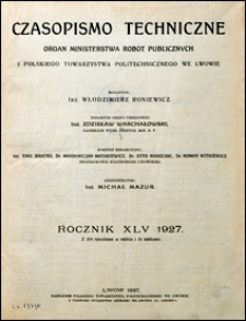 Czasopismo Techniczne 1927 Spis Rzeczy