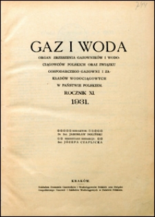 Gaz i Woda 1931 Treść rocznika XI z r. 1931