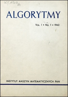 Algorytmy 1962 vol. 1 nr 1