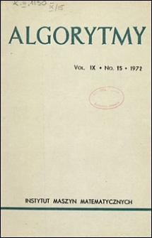 Algorytmy 1972 vol. 9 nr 15