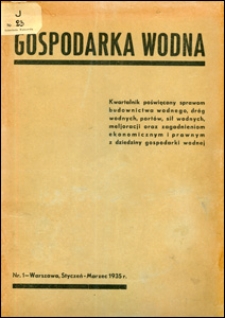 Gospodarka Wodna 1935 nr 1