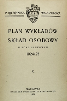 Plan wykładów i skład osobowy w roku naukowym 1924/25