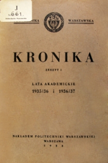 Kronika. Zeszyt 1, Lata akademickie 1935/36 i 1936/37