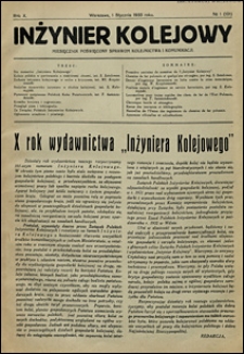 Inżynier Kolejowy 1933 nr 1