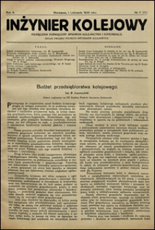 Inżynier Kolejowy 1933 nr 11