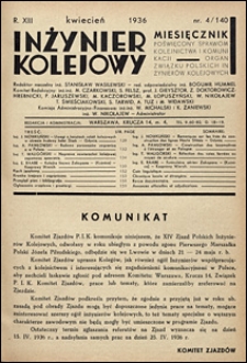 Inżynier Kolejowy 1936 nr 4