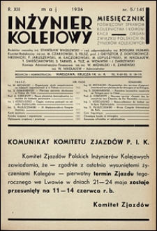 Inżynier Kolejowy 1936 nr 5