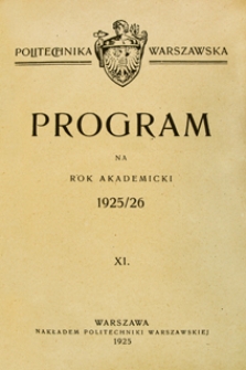 Program na rok akademicki 1925/26