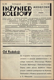 Inżynier Kolejowy 1936 nr 11