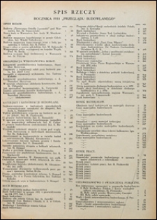 Przegląd Budowlany 1933 spis rzeczy